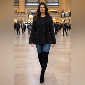 NWOT! H&M Black Bouclé Coat | Quiet Luxury